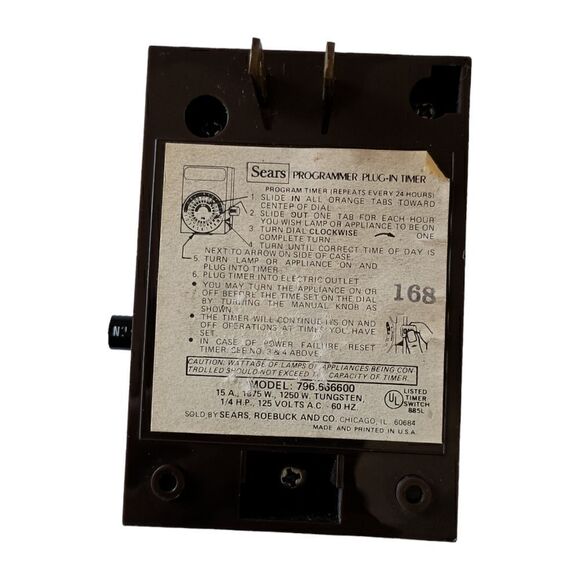Vintage Sears Programmer Plug In Timer 796.666600 15A 1250W 125V Lights Holiday. - Picture 10 of 14